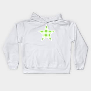 Apple Green and White Buffalo Plaid Star Kids Hoodie